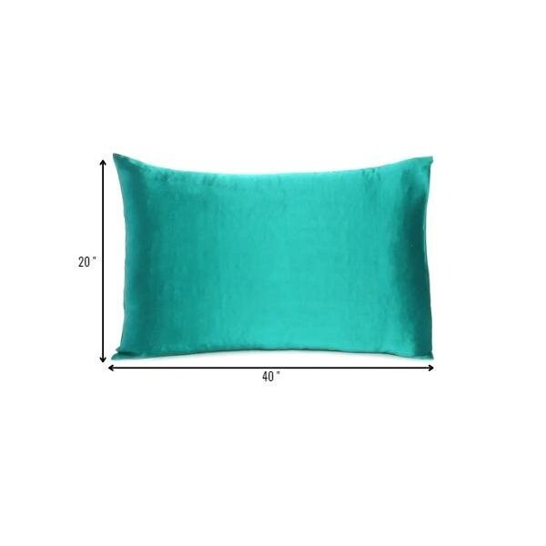 Homeroots 20 x 40 in. Teal Dreamy Silky Satin King Size Pillowcases - 387853