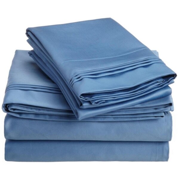 Impressions By Luxor Treasures Egyptian Cotton 1500 Thread Count Solid Sheet Set California King-Medium Blue - 1500CKSH SLMB