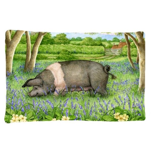 Jensendistributionservices Pig in Bluebells by Debbie Cook Fabric Standard Pillowcase - MI729992