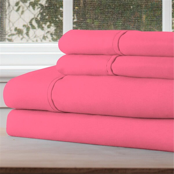 Lavish Home Lavish Home  Series 1200 Twin Extra Large Size Sheet Set, Pink - 3 Piece - 66-MF75S-TXL-PIN