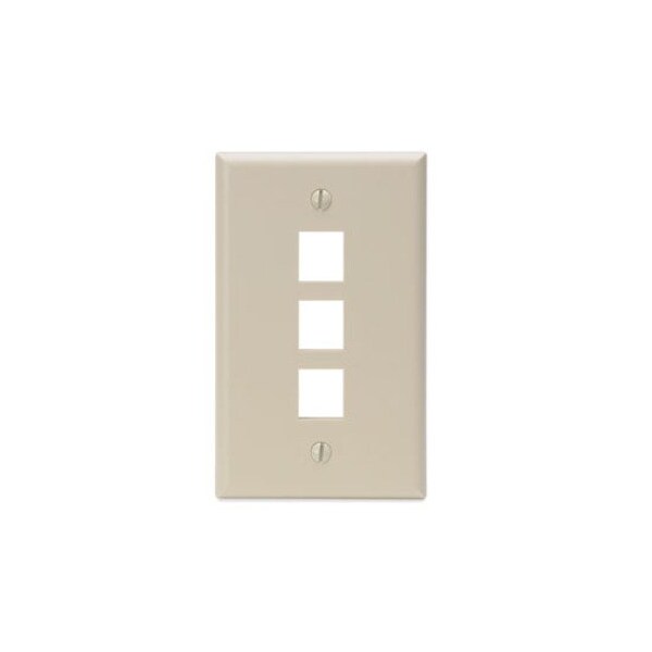 Leviton 3-Port Wallplate Unloaded, 1-Gang Use W/Snap-In Modules, Quickport IY - 41080-3IP
