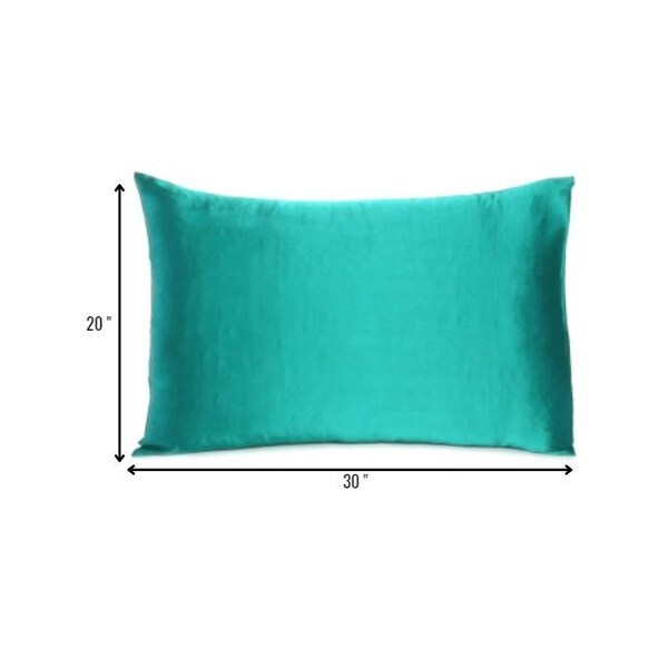 Homeroots 20 x 30 in. Teal Dreamy Silky Satin Queen Size Pillowcases - 387910