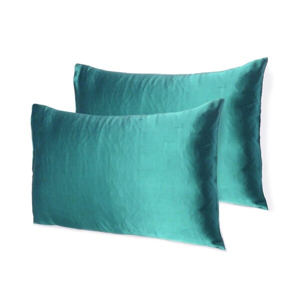 Homeroots 20 x 30 in. Teal Dreamy Silky Satin Queen Size Pillowcases - 387910