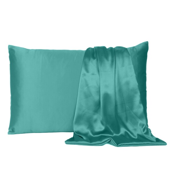 Homeroots 20 x 30 in. Teal Dreamy Silky Satin Queen Size Pillowcases - 387910