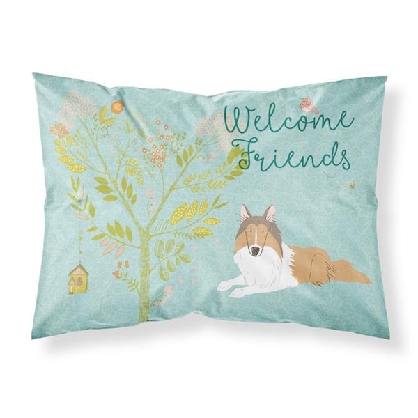 Carolines Treasures Carolines Treasures BB7584PILLOWCASE Welcome Friends Collie Fabric Standard Pillowcase - BB7584PILLOWCASE