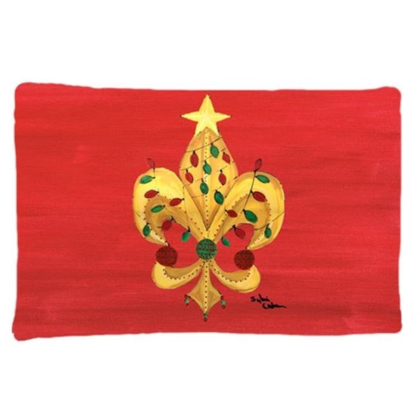Carolines Treasures Carolines Treasures 8185PILLOWCASE 20.5 x 30 in. Christmas Fleur De Lis Tree with lights Moisture Wicking Fabric Standard Pillow Case - 8185PILLOWCASE