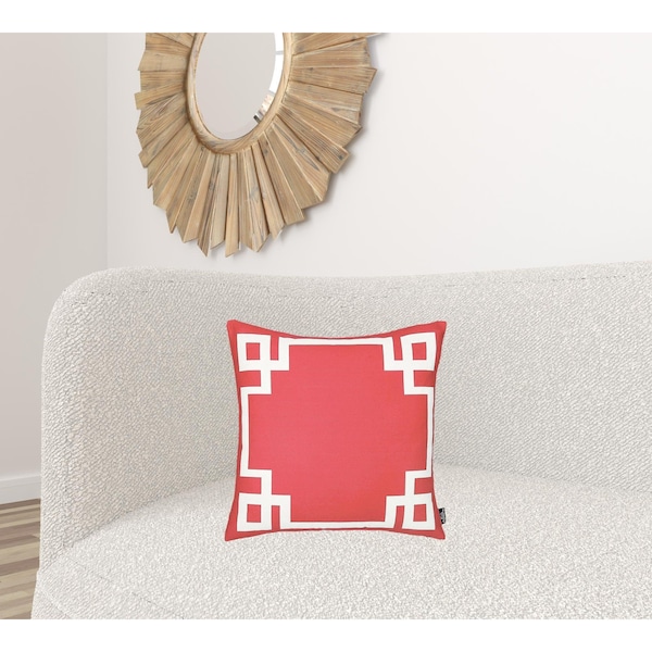 Homeroots Red & White Geometric Decorative Throw Pillow Cover 18 x 18 in. - 355321