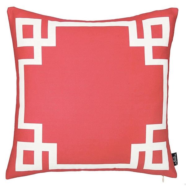 Homeroots Red & White Geometric Decorative Throw Pillow Cover 18 x 18 in. - 355321