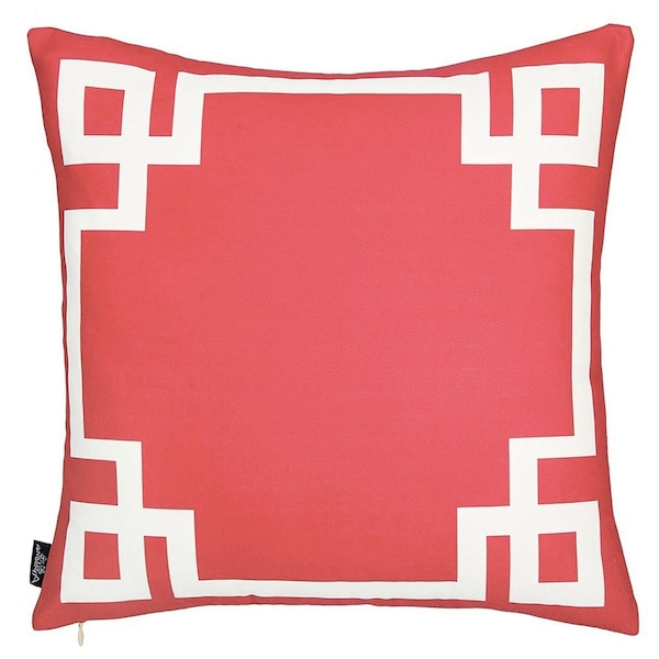 Homeroots Red & White Geometric Decorative Throw Pillow Cover 18 x 18 in. - 355321