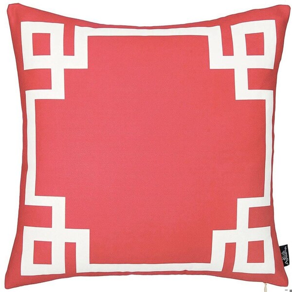 Homeroots Red & White Geometric Decorative Throw Pillow Cover 18 x 18 in. - 355321