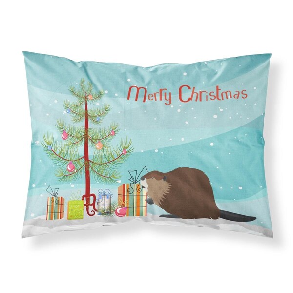 Carolines Treasures Eurasian Beaver Christmas Fabric Standard Pillowcase - CA70094