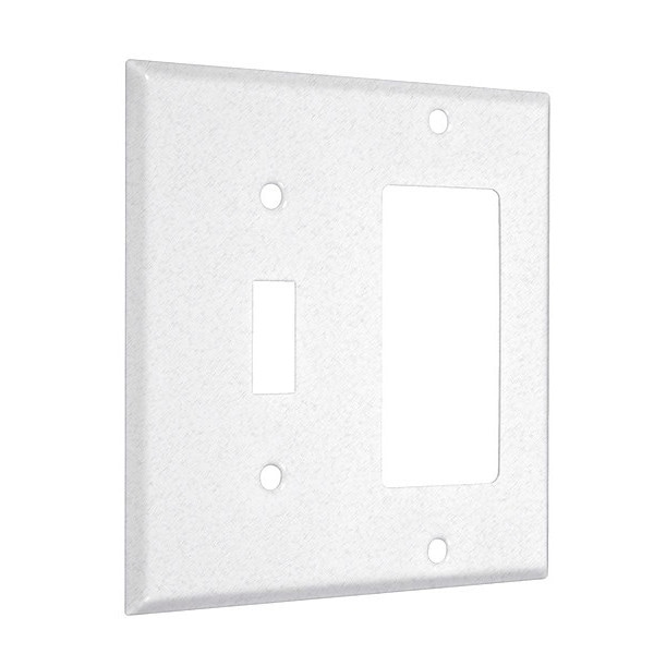 Taymac Toggle/Decorator Standard Wall Plates, Number of Gangs: 2 Metal, Textured Finish, White - WTW-TR