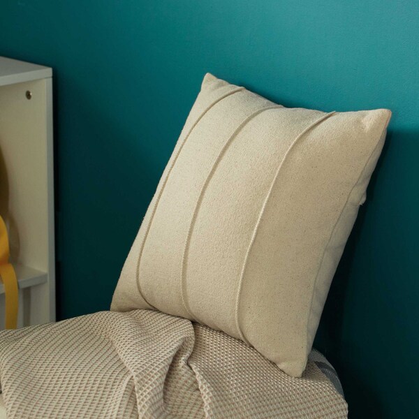Deerlux 16" Handwoven Cotton Throw Pillow Cover with Over Sewn Seams, Natural - QI004309.SE.K
