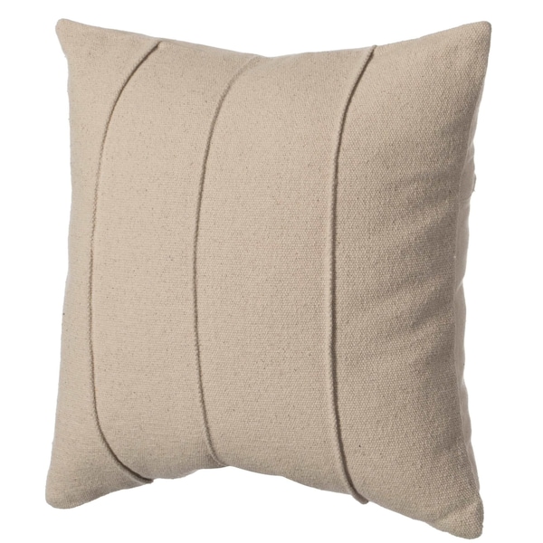 Deerlux 16" Handwoven Cotton Throw Pillow Cover with Over Sewn Seams, Natural - QI004309.SE.K