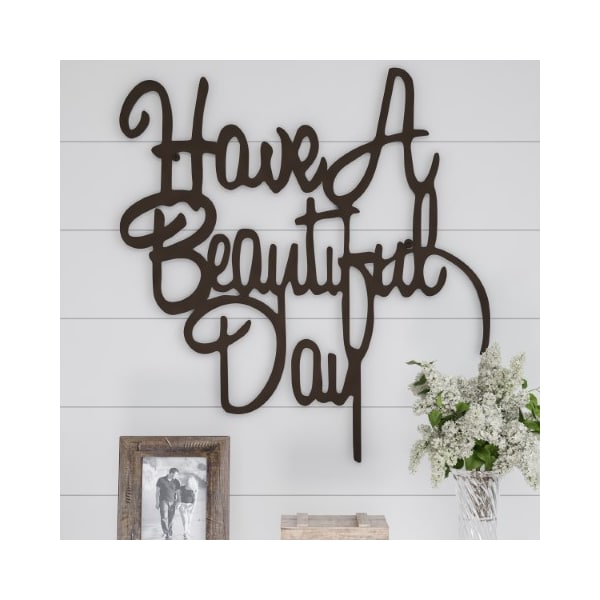 Hastings Home Metal Cutout, Have a Beautiful Day Decorative Wall Sign 3D Word Art Decor, Modern Rustic Farmhouse - 168105NTD