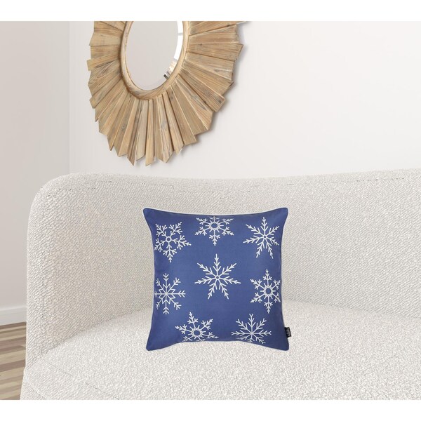 Homeroots Christmas Snow Flakes Printed Decorative Throw Pillow Cover 18 x 18 in. - 355624