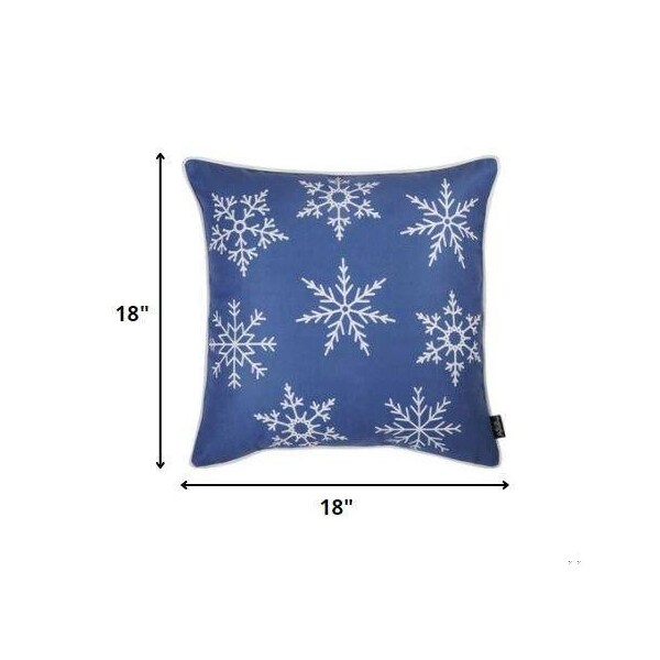 Homeroots Christmas Snow Flakes Printed Decorative Throw Pillow Cover 18 x 18 in. - 355624