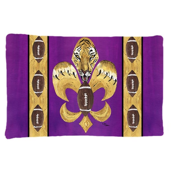 Carolines Treasures 20.5 x 30 in. Tiger Football Fleur De Lis Moisture Wicking Fabric Standard Pillow Case - 8205PILLOWCASE