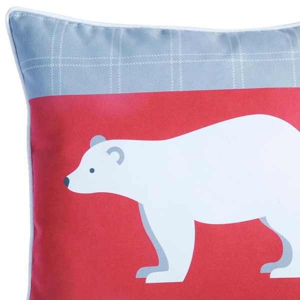 Homeroots Multi Color Christmas Bear Printed Decorative Throw Pillow Cover 18 x 18 in. - 355349