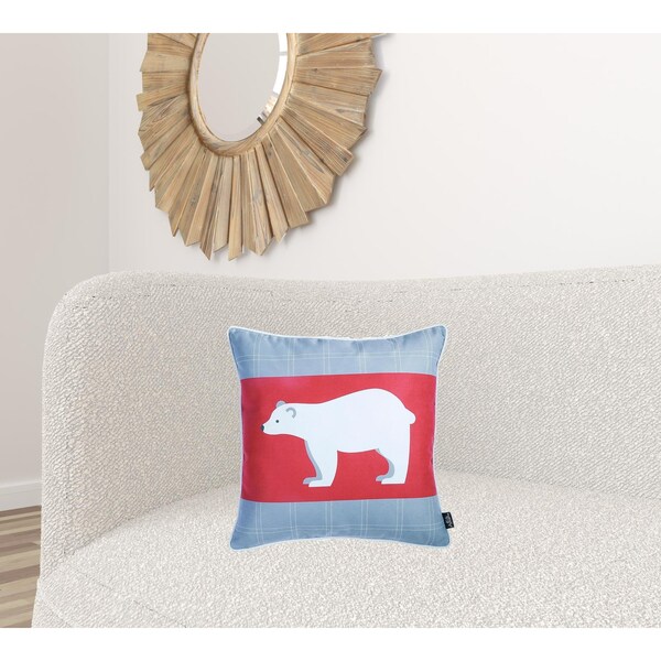 Homeroots Multi Color Christmas Bear Printed Decorative Throw Pillow Cover 18 x 18 in. - 355349