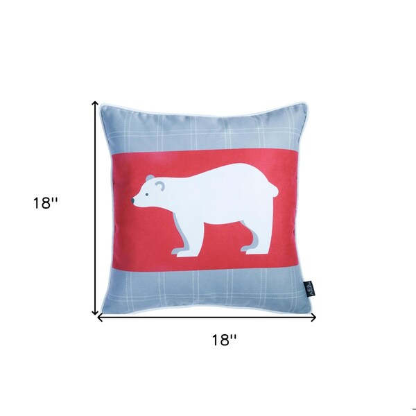 Homeroots Multi Color Christmas Bear Printed Decorative Throw Pillow Cover 18 x 18 in. - 355349