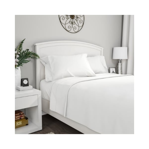 Hastings Home Brushed Microfiber 3-piece Bed Linens with Fitted, Flat Sheet, and Pillowcase (Twin XL, White) - 349506CMI