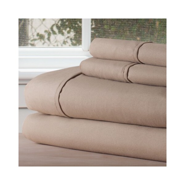 Hastings Home Brushed Microfiber 3-piece Bed Linens with Fitted, Flat Sheet, and Pillowcase (Twin XL, Taupe) - 964446AHT
