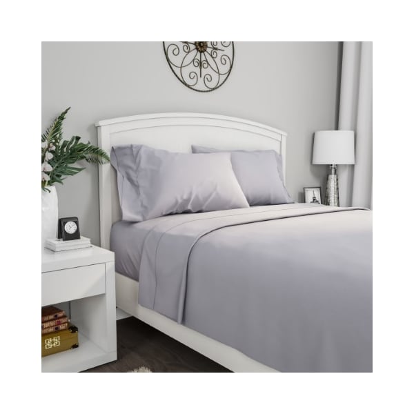 Hastings Home Brushed Microfiber 4-piece Bed Linens with Fitted, Flat Sheet, and 2 Pillowcases (King, Silver Gray) - 134388TCU