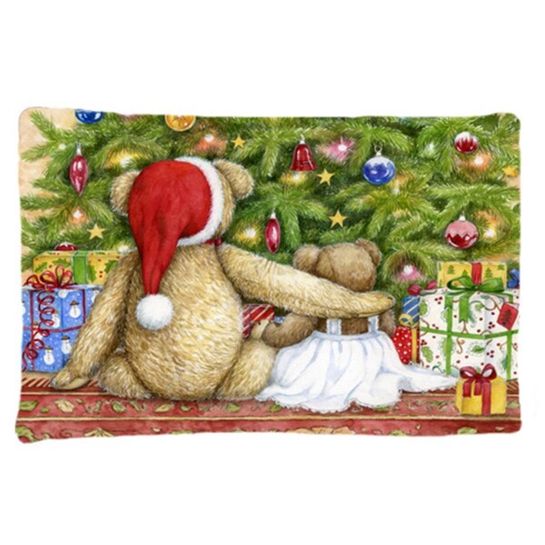 Jensendistributionservices Christmas Teddy Bears with Tree Fabric Standard Pillowcase - MI2557495