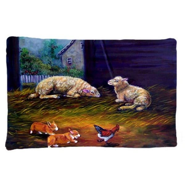 Micasa Corgi Chaos In The Barn With Sheep Fabric Standard Pillowcase - MI55635
