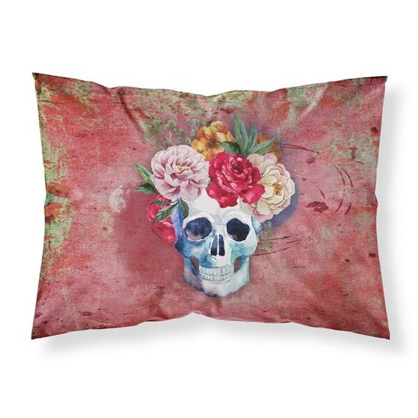 Carolines Treasures Carolines Treasures BB5130PILLOWCASE Day of the Dead Red Flowers Skull Fabric Standard Pillowcase - BB5130PILLOWCASE