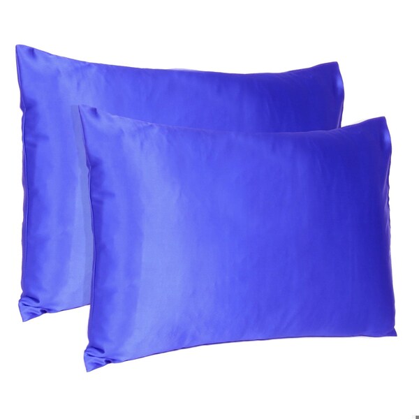 Homeroots 20 x 30 in. Royal Blue Dreamy Silky Satin Queen Size Pillowcases - 387908