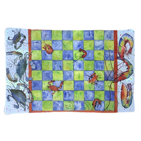 Carolines Treasures 20.5 x 30 in. Crab and Shrimp Checkerboard Moisture Wicking Fabric Standard Pillow Case - 8196PILLOWCASE