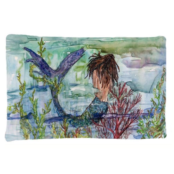Carolines Treasures Brunette Mermaid Coral Fantasy Fabric Standard Pillowcase - 8973PILLOWCASE
