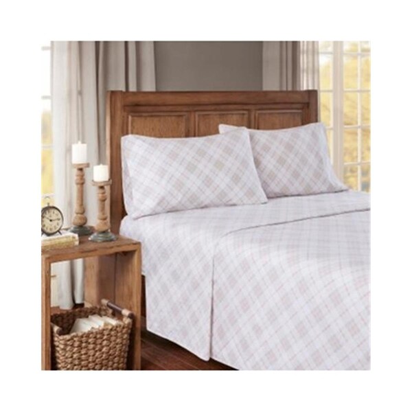 Imageware Systems True North - Sleep Philosophy  Cozy Flannel Sheet Set, Pink Plaid - King - TN20-0279