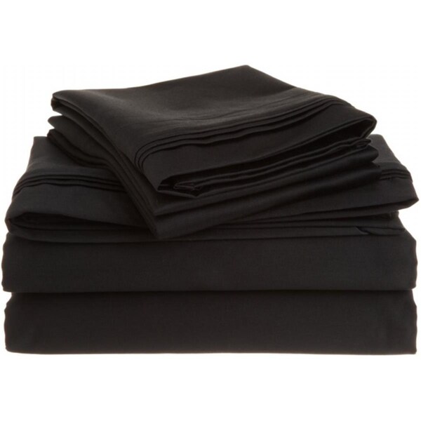 Impressions By Luxor Treasures Egyptian Cotton 1500 Thread Count Solid Sheet Set Queen-Black - 1500QNSH SLBK