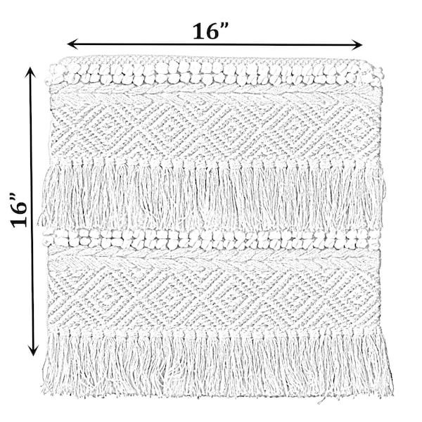 Deerlux 16" Cotton Throw Pillow Cover with Embossed White Dots and Natural Fringed Pattern with Filler - QI004301.NC.K