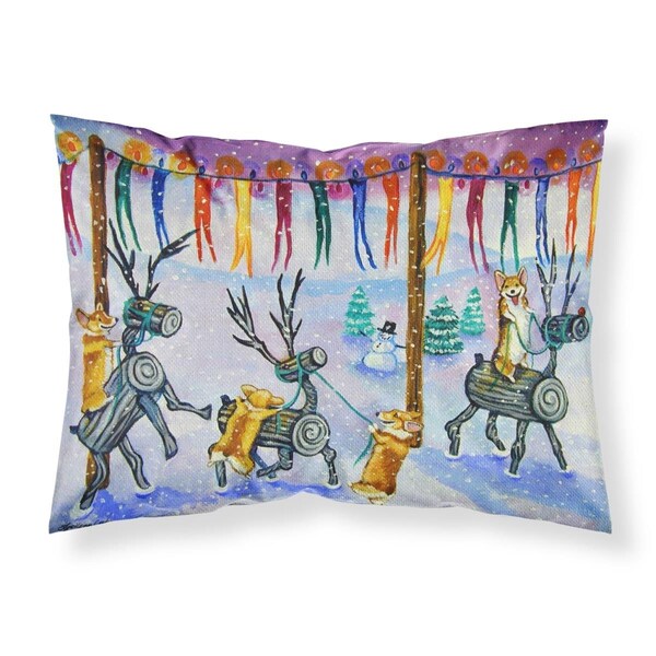 Jensendistributionservices Corgi Log Reindeer Race Christmas Fabric Standard Pillowcase - MI2552559