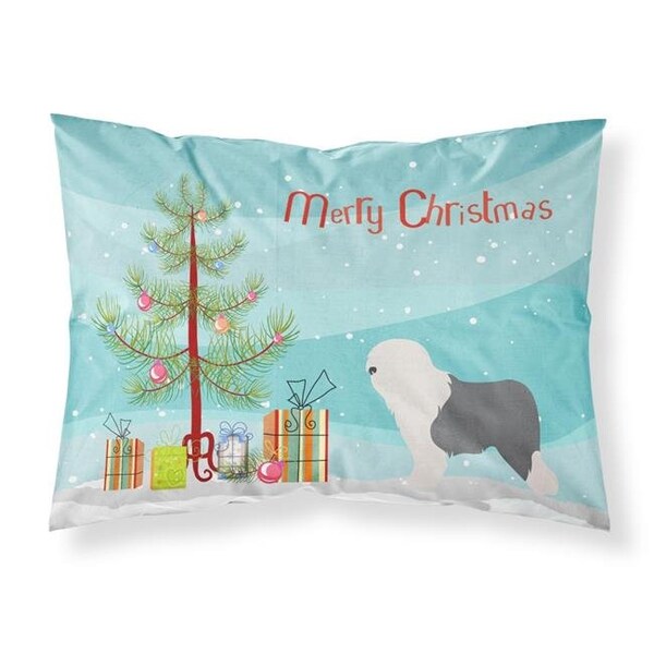 Carolines Treasures Carolines Treasures BB8456PILLOWCASE Old English Sheepdog Bobtail Christmas Fabric Standard Pillowcase - BB8456PILLOWCASE