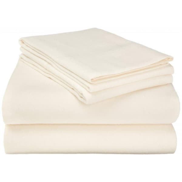 Impressions By Luxor Treasures Cotton Flannel Full Sheet Set Solid- Ivory - FLAFLSH SLIV