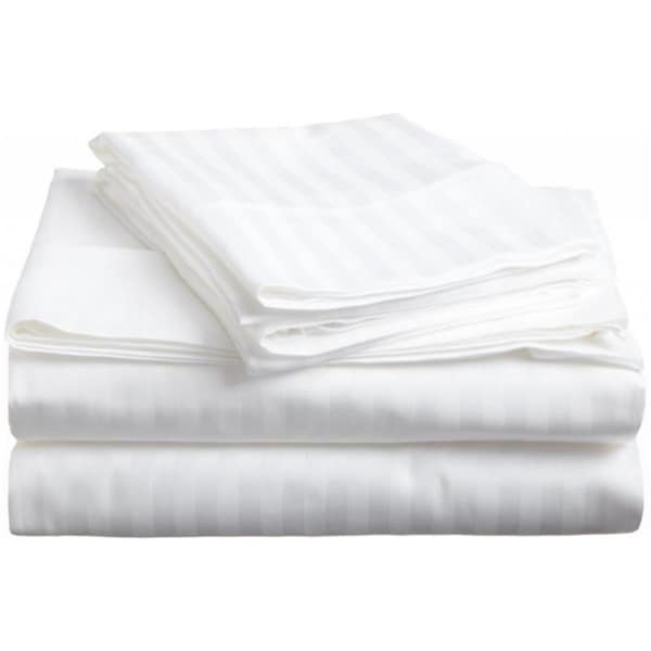 Impressions By Luxor Treasures Egyptian Cotton 650 Thread Count Stripe Sheet Set King-White - 650KGSH STWH
