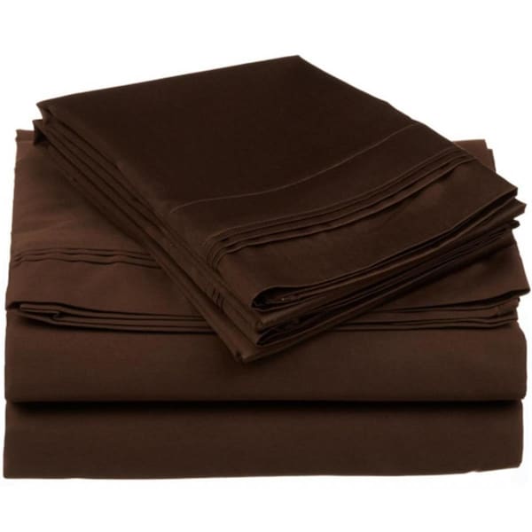 Impressions By Luxor Treasures Egyptian Cotton 650 Thread Count Solid Sheet Set Twin-Chocolate - 650TWSH SLCH