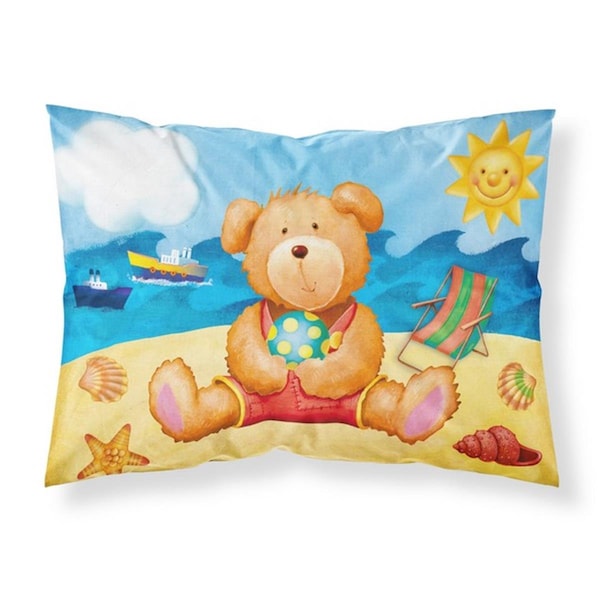 Jensendistributionservices Teddy Bear on the Beach Fabric Standard Pillowcase - MI2557899