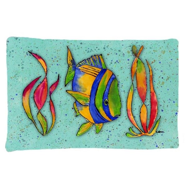 Carolines Treasures Carolines Treasures 8569PILLOWCASE 20.5 x 30 in. Tropical Fish on Teal Moisture Wicking Fabric Standard Pillow Case - 8569PILLOWCASE