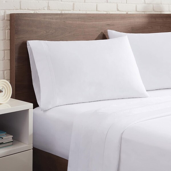 Monarch Brands Aston & Arden Sateen - Twin, White - P-SS-T600-TW-WH
