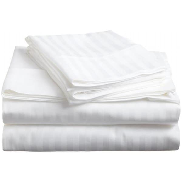 Superior  400 Thread Count Egyptian Cotton Twin XL Sheet Set Stripe  White - 400XLSH STWH