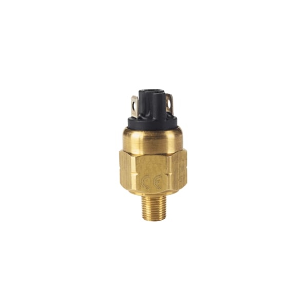Interruptor de presión subminiatura de Dwyer Instruments, latón, 50-150 psi 3.5-10.3 bar, terminales de pala, NO - A2-7801