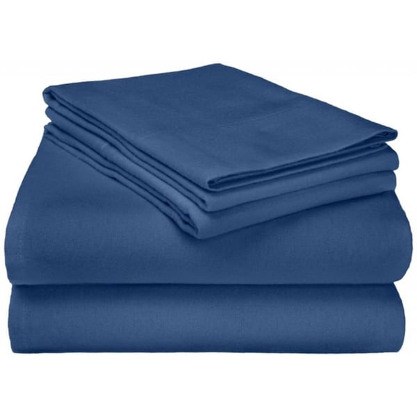 Superior  Impressions by Luxor Treasures FLACKSH SLNB Cotton Flannel California King Sheet Set Solid; Navy Blue - FLACKSH SLNB