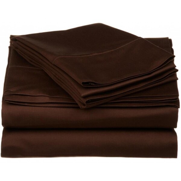 Superior  530 Thread Count Egyptian Cotton Twin XL Sheet Set Solid  Chocolate - 530XLSH SLCH