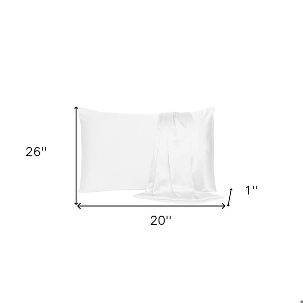 Homeroots 20 x 26 in. White Dreamy Silky Satin Standard Size Pillowcases - 387858